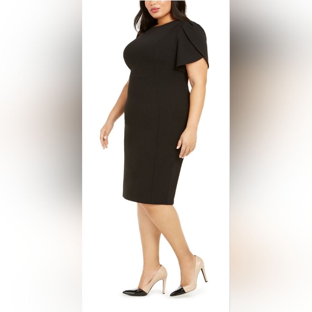 Calvin Klein  Plus Size Puff-Sleeve Sheath Dress